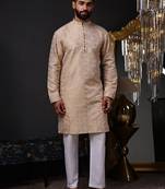 Brown color graceful ethnic kurta payjama for men's festive looks