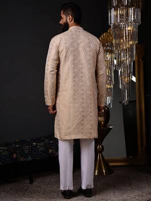 Brown color graceful ethnic kurta payjama for men's festive looks 2