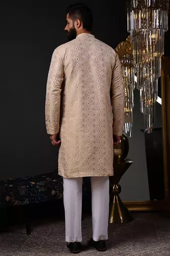 Brown color graceful ethnic kurta payjama for men's festive looks