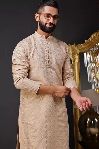 Brown color graceful ethnic kurta payjama for men's festive looks