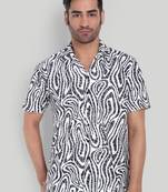 Black color smart cotton blended  designer printed graceful casual shirt