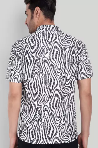 Black color smart cotton blended  designer printed graceful casual shirt