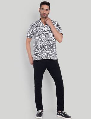 Black color smart cotton blended  designer printed graceful casual shirt 3