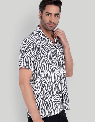 Black color smart cotton blended  designer printed graceful casual shirt 4