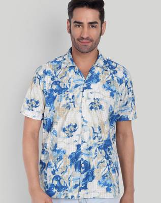 Blue color smart cotton blended  designer printed graceful casual shirt 1