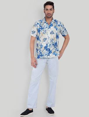 Blue color smart cotton blended  designer printed graceful casual shirt 3