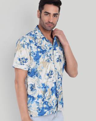 Blue color smart cotton blended  designer printed graceful casual shirt 4