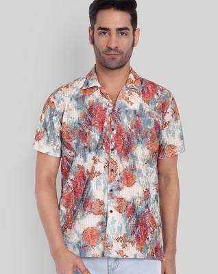 Orange color smart cotton blended  designer printed graceful casual shirt 1