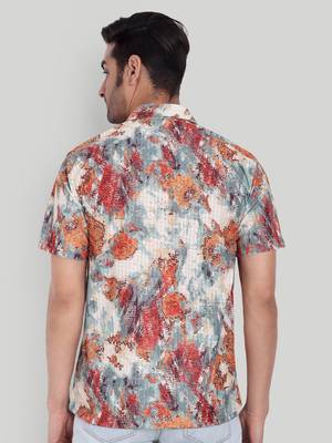 Orange color smart cotton blended  designer printed graceful casual shirt 2