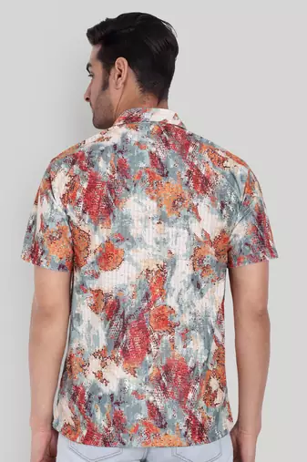 Orange color smart cotton blended  designer printed graceful casual shirt
