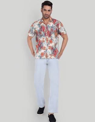 Orange color smart cotton blended  designer printed graceful casual shirt 3