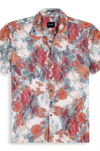 Orange color smart cotton blended  designer printed graceful casual shirt