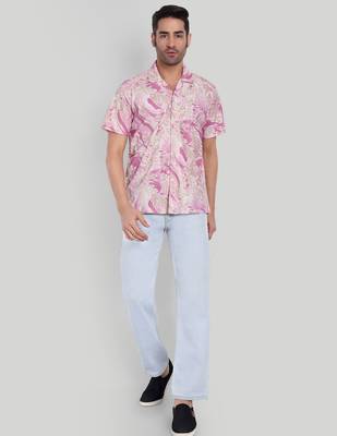 Pink color smart cotton blended  designer printed graceful casual shirt 3