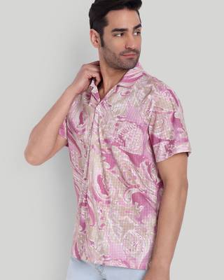 Pink color smart cotton blended  designer printed graceful casual shirt 4