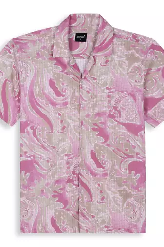 Pink color smart cotton blended  designer printed graceful casual shirt