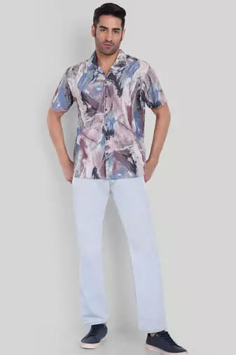 Multy color smart cotton blended  designer printed graceful casual shirt