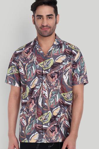 Brown color smart cotton blended  designer printed graceful casual shirt