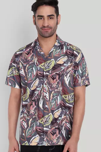 Brown color smart cotton blended  designer printed graceful casual shirt