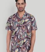 Brown color smart cotton blended  designer printed graceful casual shirt