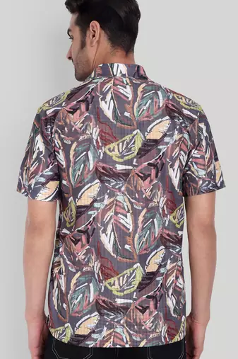 Brown color smart cotton blended  designer printed graceful casual shirt