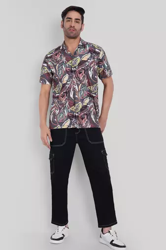 Brown color smart cotton blended  designer printed graceful casual shirt
