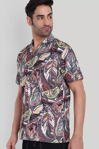 Brown color smart cotton blended  designer printed graceful casual shirt