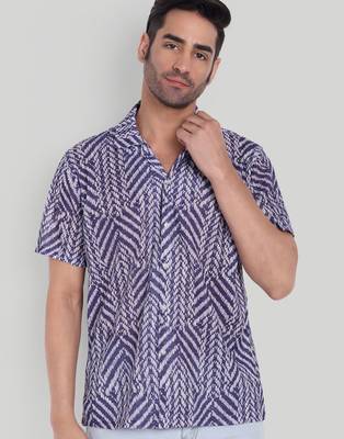 Blue color smart cotton blended  designer printed graceful casual shirt 1