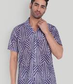 Blue color smart cotton blended  designer printed graceful casual shirt