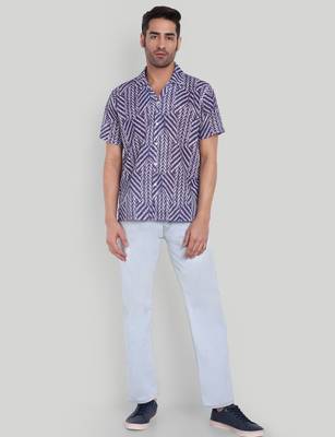 Blue color smart cotton blended  designer printed graceful casual shirt 3