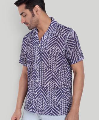 Blue color smart cotton blended  designer printed graceful casual shirt 4