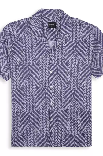 Blue color smart cotton blended  designer printed graceful casual shirt