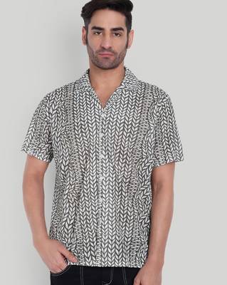 Olive green color smart cotton blended  designer printed graceful casual shirt 1