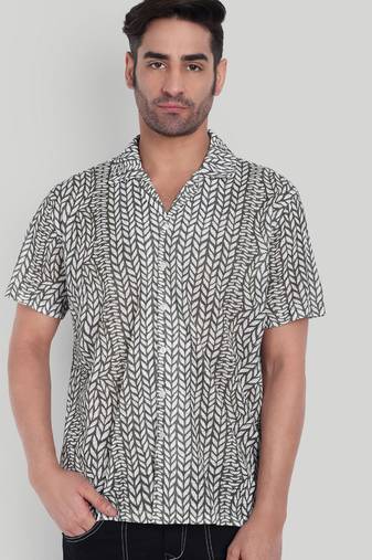 Olive green color smart cotton blended  designer printed graceful casual shirt