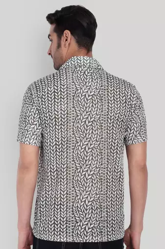 Olive green color smart cotton blended  designer printed graceful casual shirt