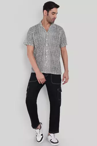 Olive green color smart cotton blended  designer printed graceful casual shirt