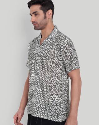 Olive green color smart cotton blended  designer printed graceful casual shirt 4