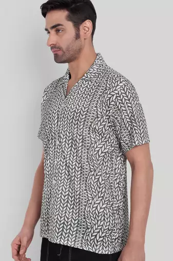 Olive green color smart cotton blended  designer printed graceful casual shirt
