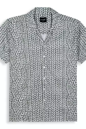 Olive green color smart cotton blended  designer printed graceful casual shirt