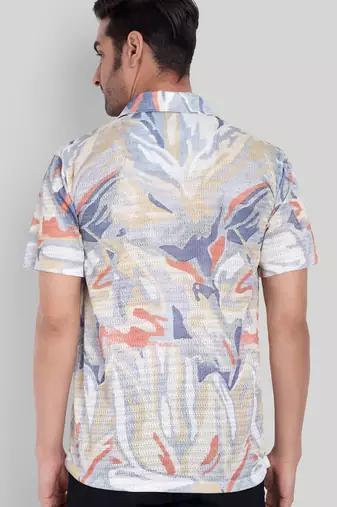 Beige color smart cotton blended  designer printed graceful casual shirt