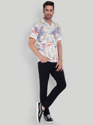 Beige color smart cotton blended  designer printed graceful casual shirt 3