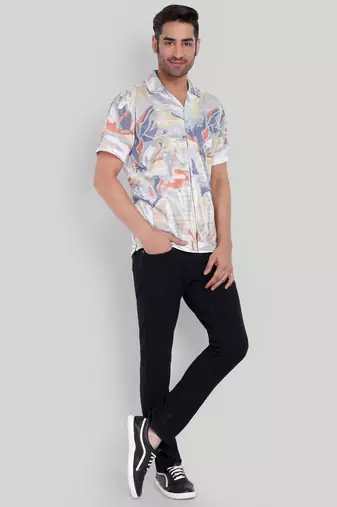 Beige color smart cotton blended  designer printed graceful casual shirt