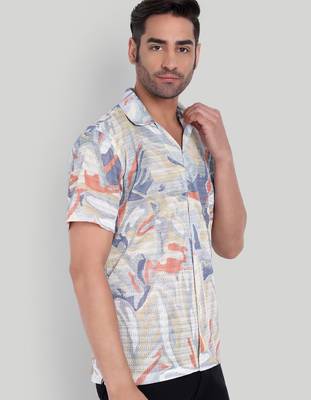Beige color smart cotton blended  designer printed graceful casual shirt 4