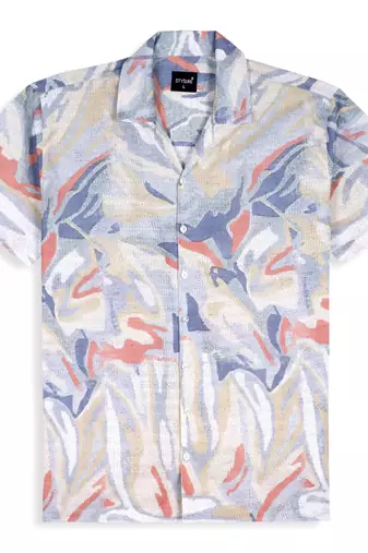 Beige color smart cotton blended  designer printed graceful casual shirt