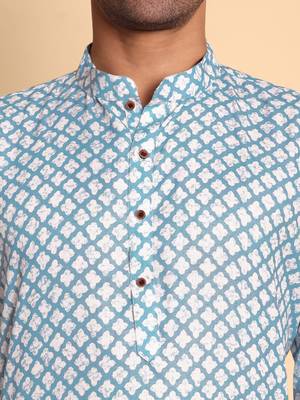 Blue color beautiful printed smart ceremonial kurta payjama 3