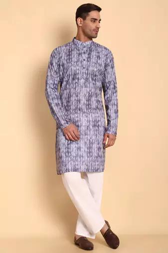 Purple color beautiful printed smart ceremonial kurta payjama