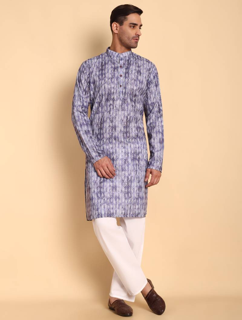 Purple color beautiful printed smart ceremonial kurta payjama