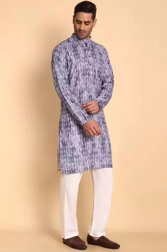 Purple color beautiful printed smart ceremonial kurta payjama