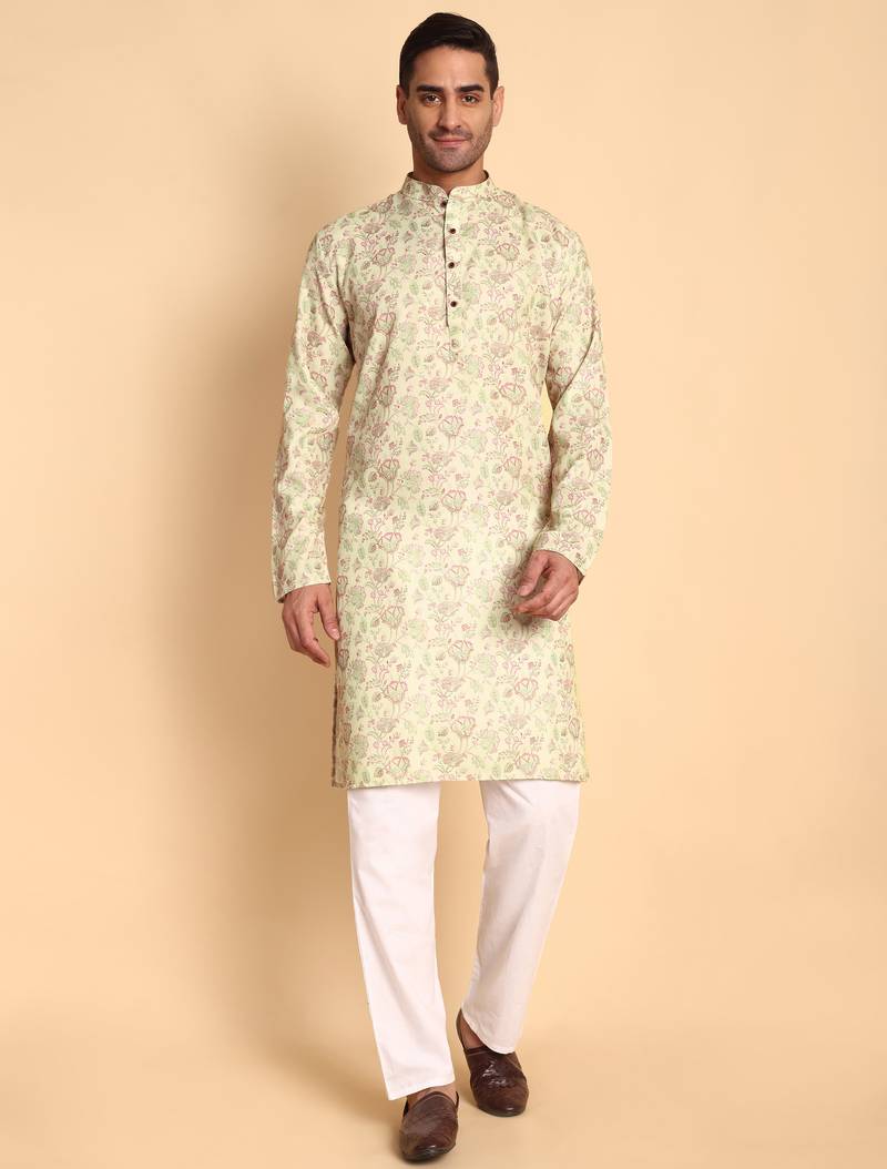 Pink color beautiful printed smart ceremonial kurta payjama