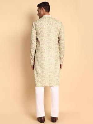 Pink color beautiful printed smart ceremonial kurta payjama 2
