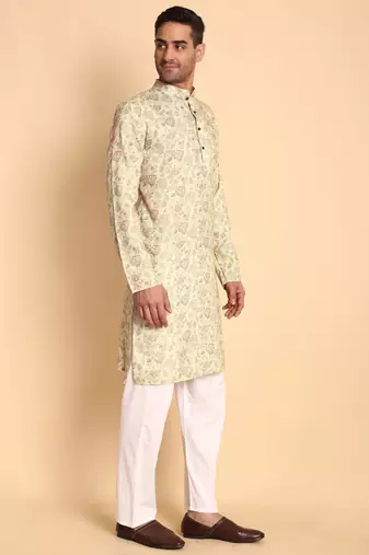 Pink color beautiful printed smart ceremonial kurta payjama